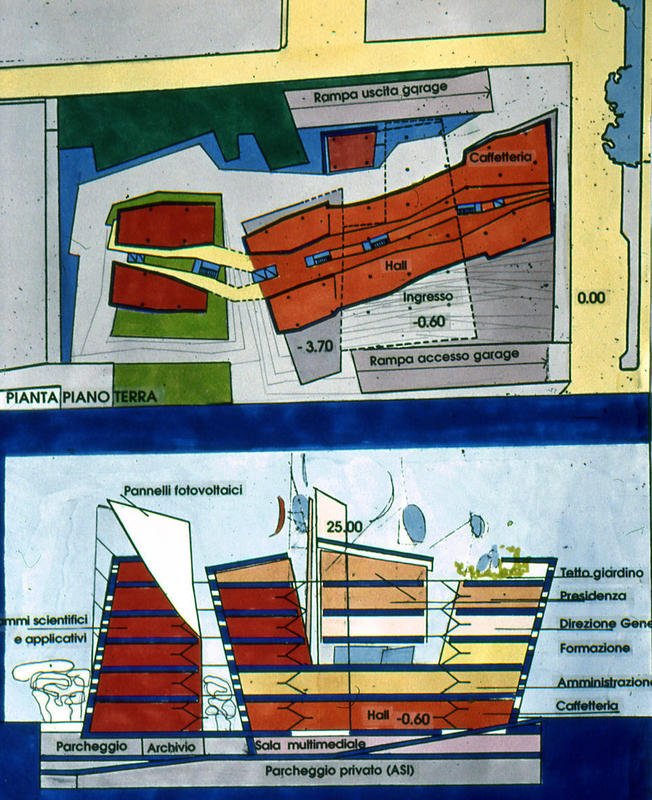 Pianta piano terra e sezione longitudinale